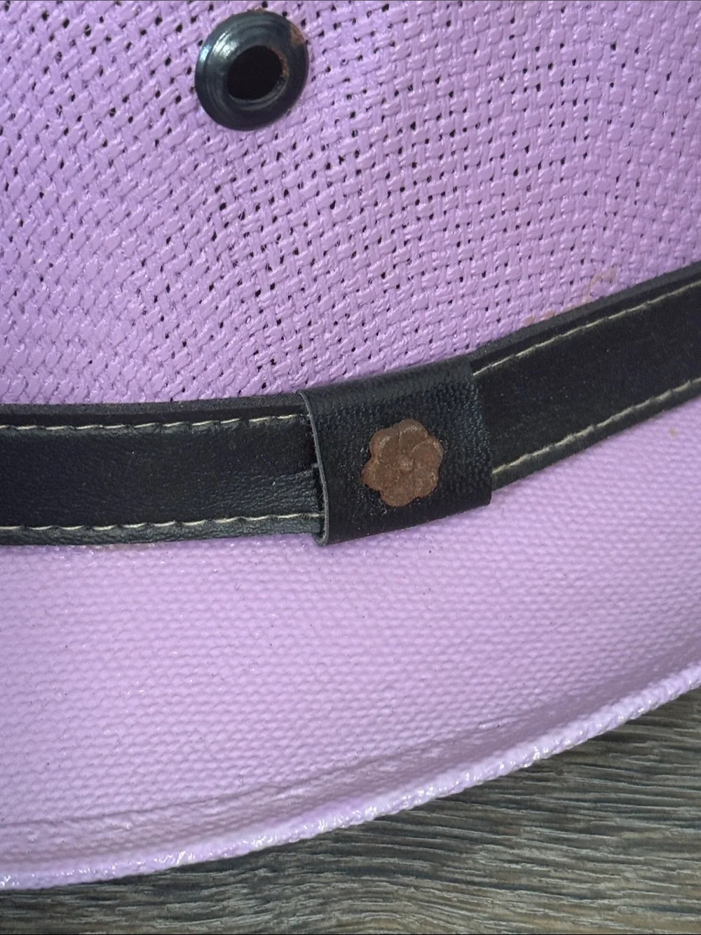 Greenlife Hats Lavender Fedora Hat Black Faux Leather Band Flower Embellishment